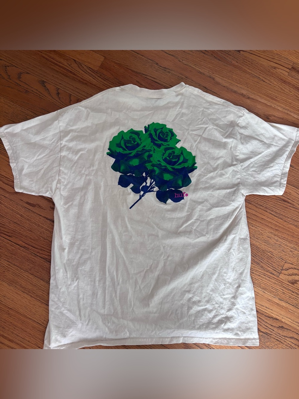 HUF Tee with Green Rose Graphic Mens XL EUC